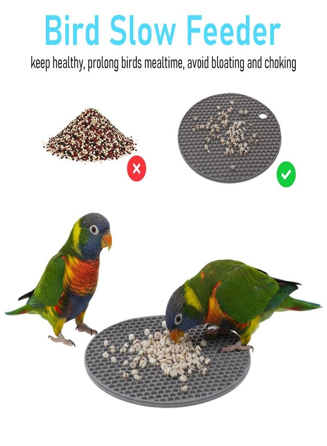 Aeaocvo 2 Pcs Bird Slow Feeder Mats, Bird Foraging Toys, Extend Eating Time, Birds Toy for Parakeet, Cockatiel, African Grey, Conure (Blue & Grey) - Image 5